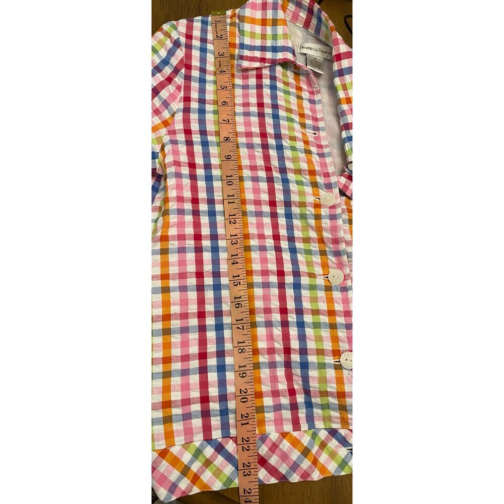 Draper's & Damon's Seersucker Rainbow Gingham Light Weight Jacket Med Dopamine - Picture 9 of 9